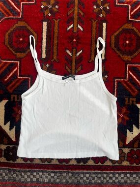 Brandy Melville White Ribbed Cropped Camisole